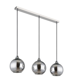Lourdes Bar Pendant Ceiling Light White Balls Chromed Glass Shade 3x E27-2