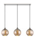 Lourdes Bar Pendant Ceiling Light White Balls Chromed Glass Shade 3x E27-3