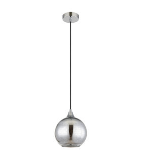 Lourdes Dome Pendant Ceiling Light White Ball Chromed Glass Shade 1x E27-2
