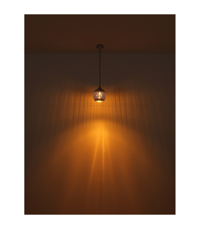 Lourdes Dome Pendant Ceiling Light White Ball Chromed Glass Shade 1x E27-4