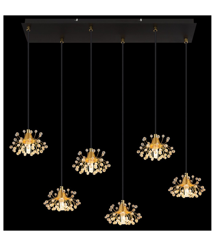 Fiore Cluster Pendant Ceiling Light Matt Black 6x G9-6