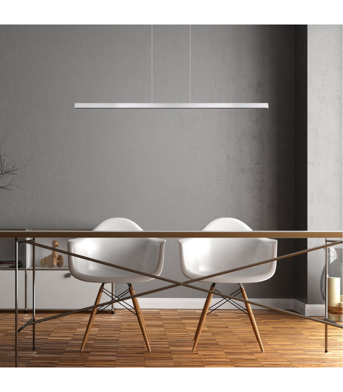 Dentsy 120cm Bar Pendant Ceiling Light Matt Silver LED Dimmable 4000K Touch Dimmer-9