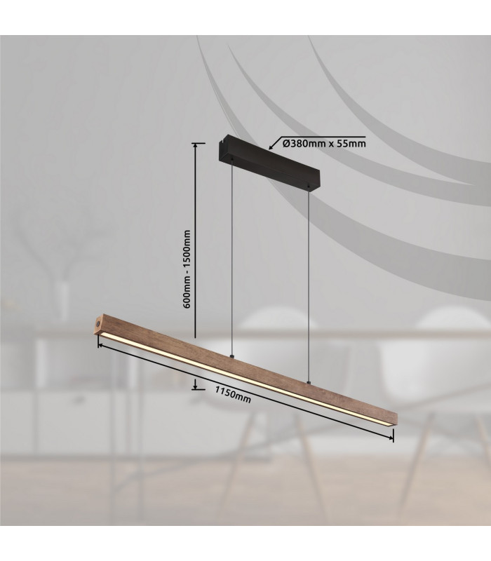 Olivus Bar Pendant Ceiling Light Matt Black LED Dimmable 3000K Touch Dimmer-10