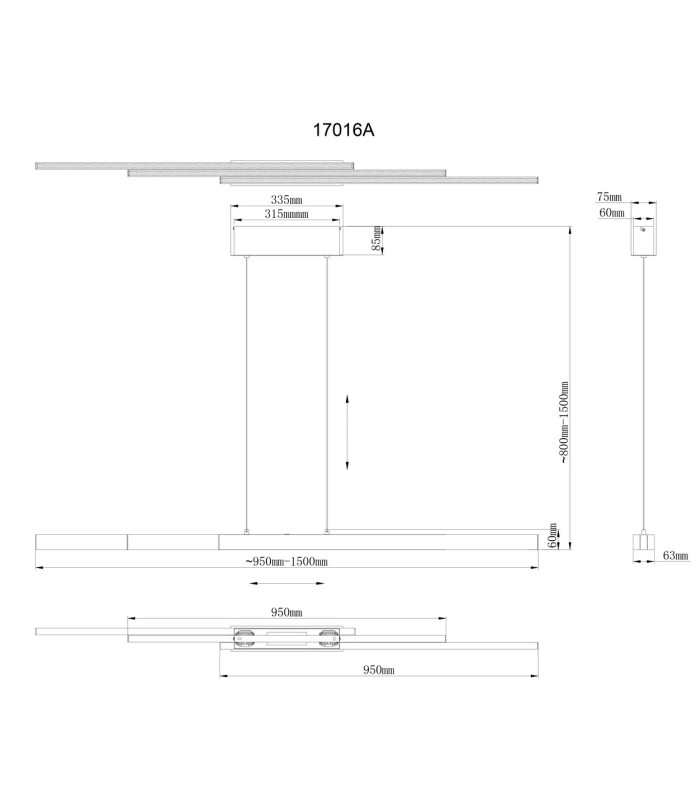 Ethan Bar Pendant Ceiling Light Aluminium Brushed LED Dimmable 2700-6000K Touch Dimmer-10