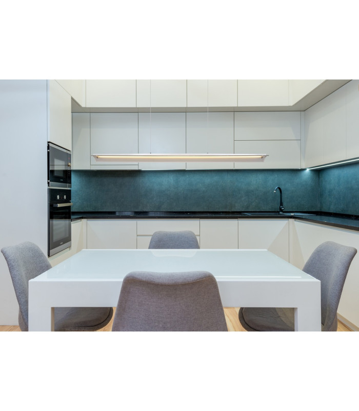 Muriella Bar Pendant Ceiling Light Aluminium Brushed Clear Glass Shade LED 3000K-6
