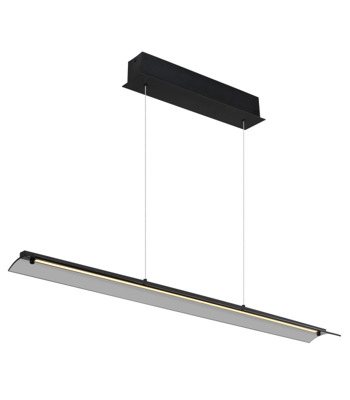 Muriella Bar Pendant Ceiling Light Matt Black Smoke Glass Shade LED 3000K-1