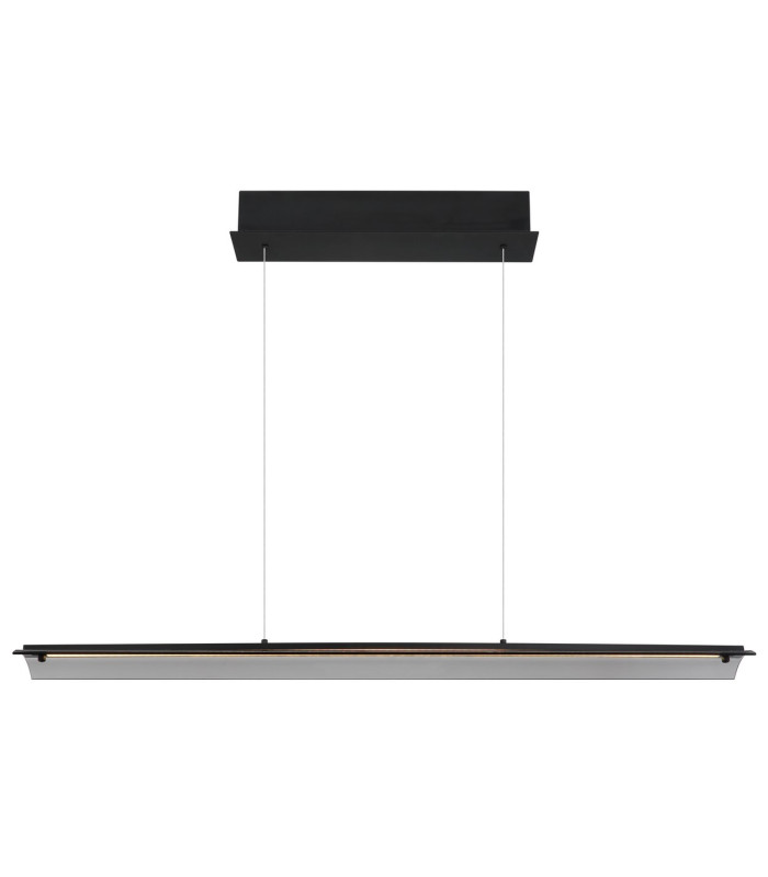 Muriella Bar Pendant Ceiling Light Matt Black Smoke Glass Shade LED 3000K-3