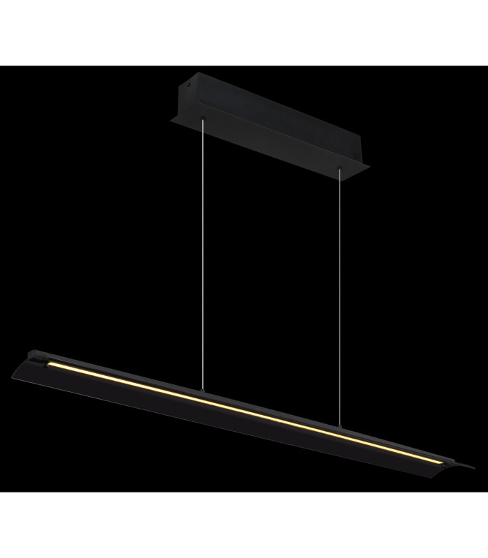 Muriella Bar Pendant Ceiling Light Matt Black Smoke Glass Shade LED 3000K-4