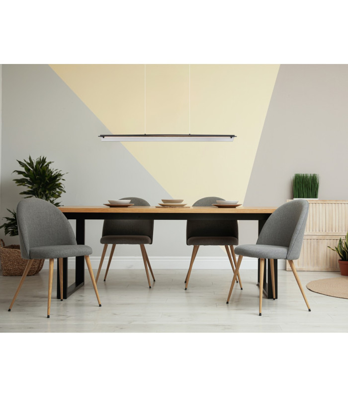 Muriella Bar Pendant Ceiling Light Matt Black Smoke Glass Shade LED 3000K-6