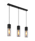 Annika Bar Pendant Ceiling Light Matt Black Smoke Glass Shade 3x E27-1
