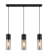 Annika Bar Pendant Ceiling Light Matt Black Smoke Glass Shade 3x E27-3