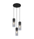 Annika Cluster Pendant Ceiling Light Matt Black Smoke Glass Shade 3x E27-1