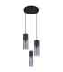 Annika Cluster Pendant Ceiling Light Matt Black Smoke Glass Shade 3x E27-2