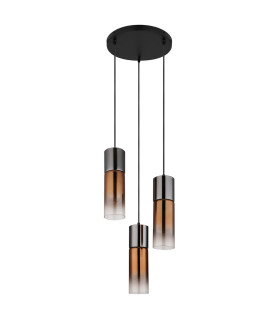 Annika Cluster Pendant Ceiling Light Matt Black Copper Glass Shade 3x E27-2