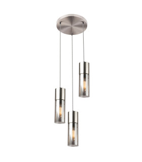 Annika Cluster Pendant Ceiling Light Nickel Matt Glass Shade 3x E27-1