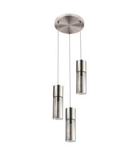 Annika Cluster Pendant Ceiling Light Nickel Matt Glass Shade 3x E27-2