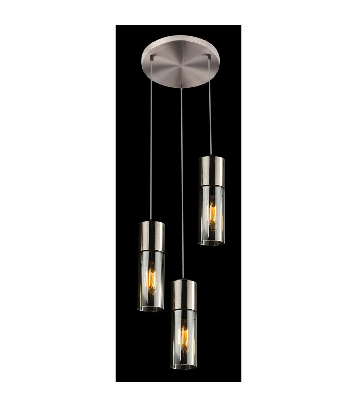 Annika Cluster Pendant Ceiling Light Nickel Matt Glass Shade 3x E27-4