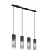 Annika Bar Pendant Ceiling Light Matt Black Smoke Glass Shade 4x E27-1