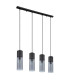 Annika Bar Pendant Ceiling Light Matt Black Smoke Glass Shade 4x E27-2