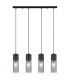 Annika Bar Pendant Ceiling Light Matt Black Smoke Glass Shade 4x E27-3