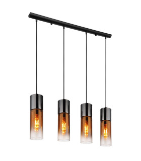 Annika Bar Pendant Ceiling Light Matt Black Copper Glass Shade 4x E27-1