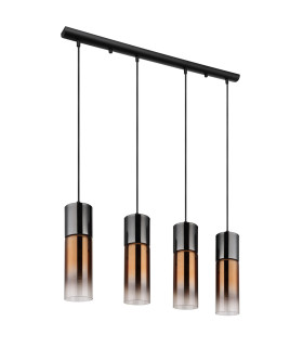 Annika Bar Pendant Ceiling Light Matt Black Copper Glass Shade 4x E27-2