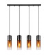 Annika Bar Pendant Ceiling Light Matt Black Copper Glass Shade 4x E27-3
