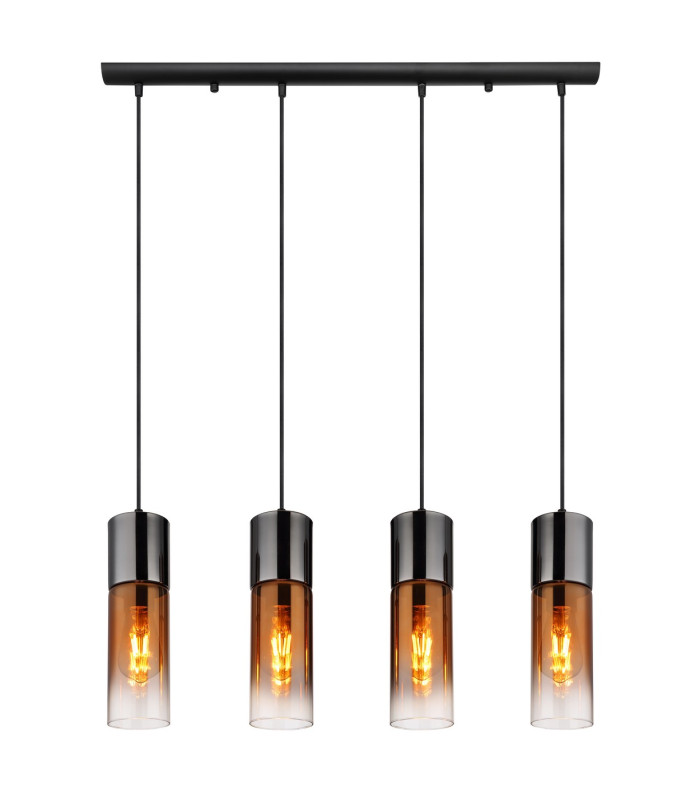 Annika Bar Pendant Ceiling Light Matt Black Copper Glass Shade 4x E27-3