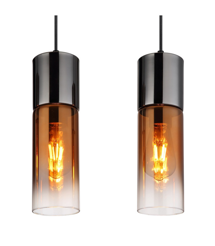 Annika Bar Pendant Ceiling Light Matt Black Copper Glass Shade 4x E27-4