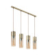 Annika Bar Pendant Ceiling Light Brass-Coloured Amber Glass Shade 4x E27-2