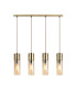 Annika Bar Pendant Ceiling Light Brass-Coloured Amber Glass Shade 4x E27-3