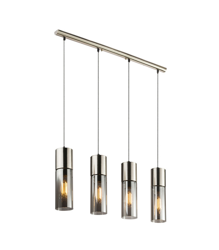Annika Bar Pendant Ceiling Light Nickel Matt Glass Shade 4x E27-1