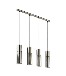 Annika Bar Pendant Ceiling Light Nickel Matt Glass Shade 4x E27-2