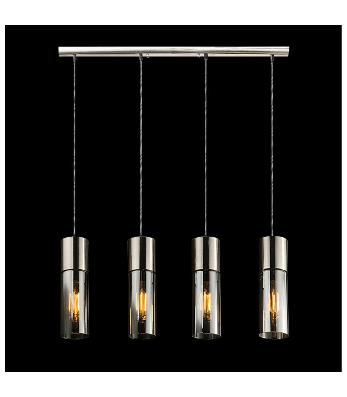 Annika Bar Pendant Ceiling Light Nickel Matt Glass Shade 4x E27-6