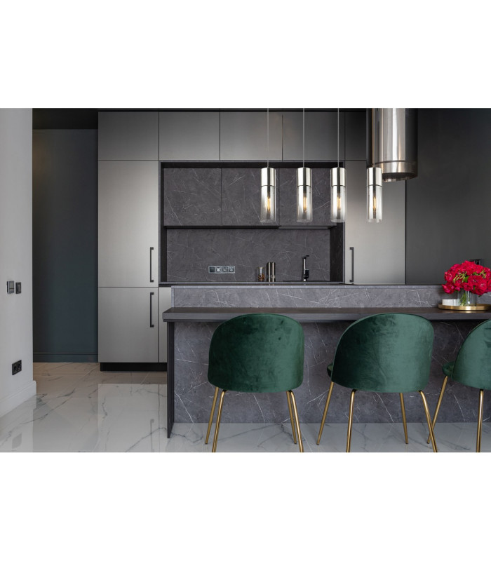 Annika Bar Pendant Ceiling Light Nickel Matt Glass Shade 4x E27-8