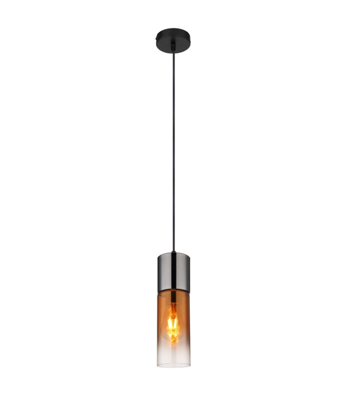 Annika Slim Pendant Ceiling Light Matt Black Copper Glass Shade 1x E27-1