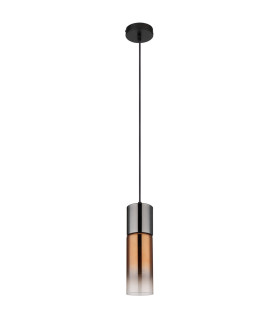 Annika Slim Pendant Ceiling Light Matt Black Copper Glass Shade 1x E27-2