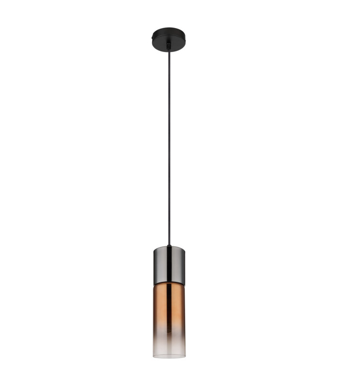Annika Slim Pendant Ceiling Light Matt Black Copper Glass Shade 1x E27-2