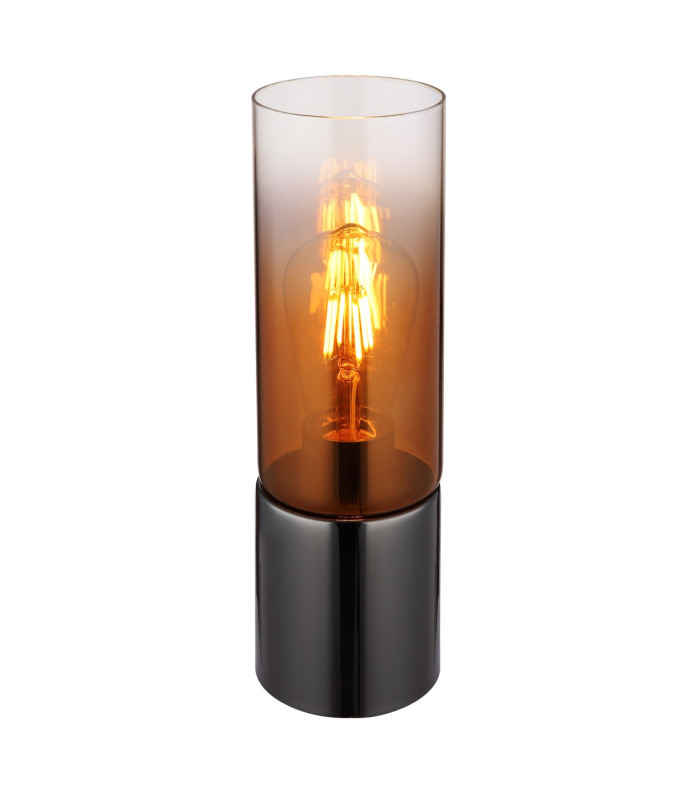 Annika Cylindrical Table Lamp Gunmetal Copper Glass Shade 1x E27-1