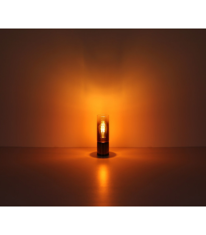 Annika Cylindrical Table Lamp Gunmetal Copper Glass Shade 1x E27-4