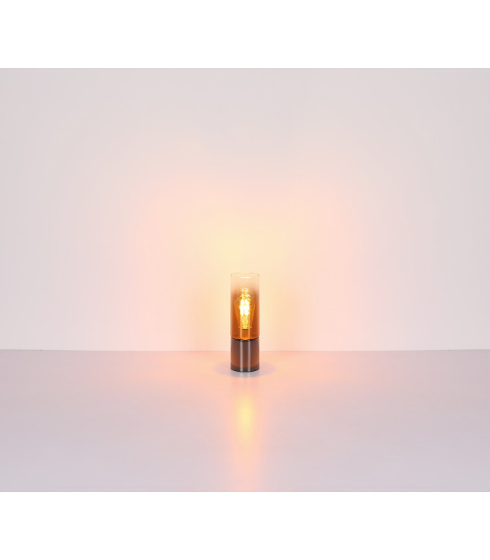 Annika Cylindrical Table Lamp Gunmetal Copper Glass Shade 1x E27-5