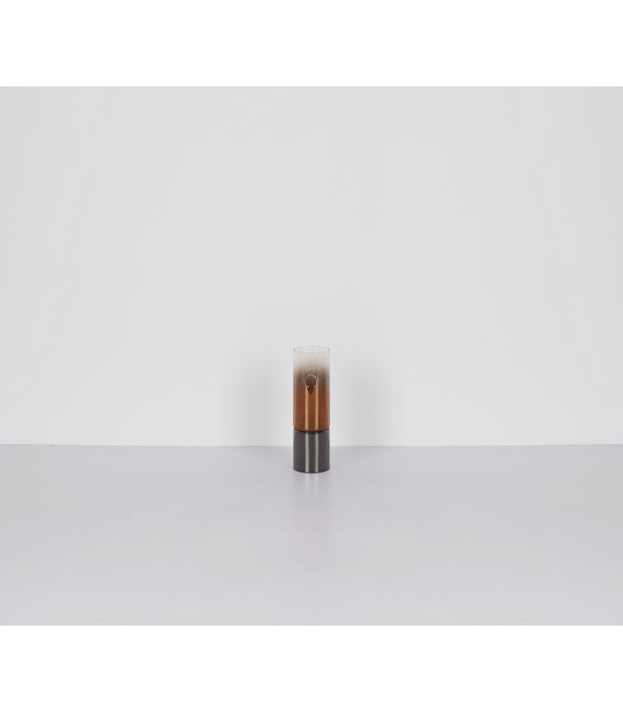 Annika Cylindrical Table Lamp Gunmetal Copper Glass Shade 1x E27-6