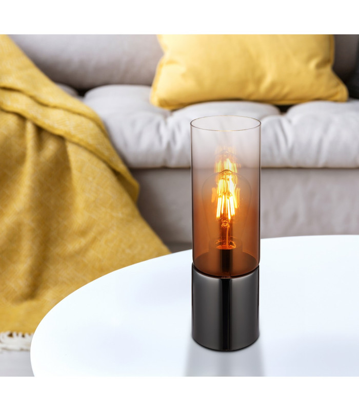 Annika Cylindrical Table Lamp Gunmetal Copper Glass Shade 1x E27-7