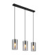 Olly Bar Pendant Ceiling Light Matt Black Smoke Glass Shade 3x E14-1
