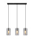 Olly Bar Pendant Ceiling Light Matt Black Smoke Glass Shade 3x E14-3