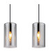 Olly Bar Pendant Ceiling Light Matt Black Smoke Glass Shade 3x E14-4