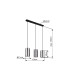 Olly Bar Pendant Ceiling Light Matt Black Smoke Glass Shade 3x E14-6