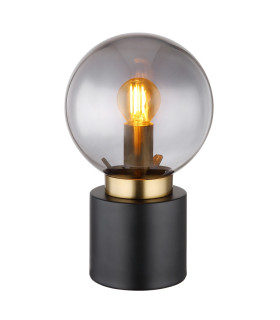 Marka Globe Table Lamp Matt Black Gold Smoke Glass Shade 1x E14-1
