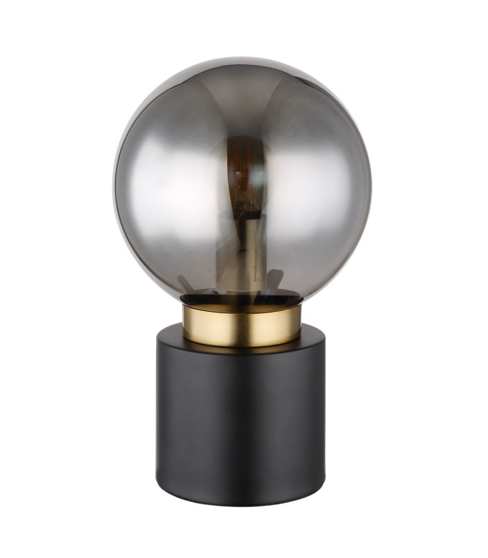 Marka Globe Table Lamp Matt Black Gold Smoke Glass Shade 1x E14-2