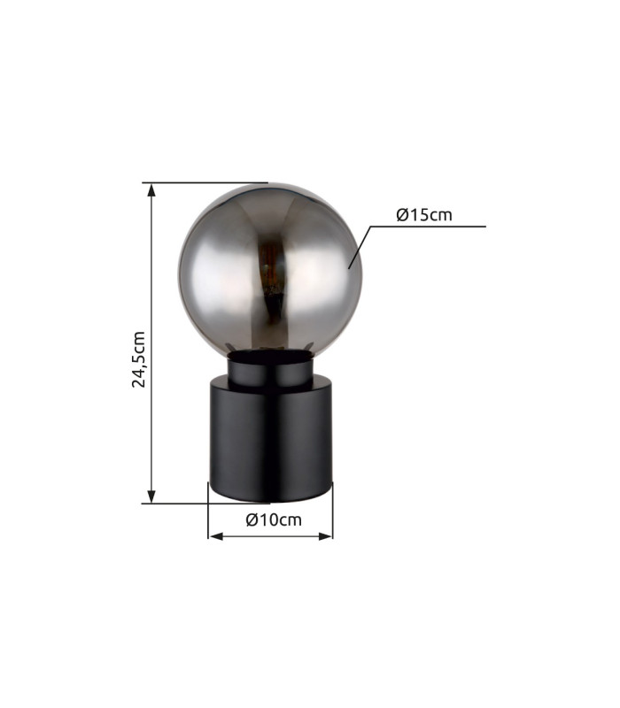 Marka Globe Table Lamp Matt Black Gold Smoke Glass Shade 1x E14-5